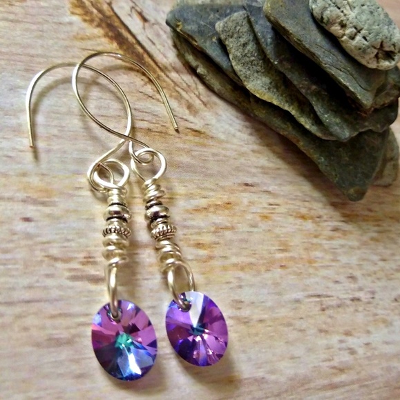 Swarovski Baroque Crystal & Silver Wire Earring - Picture 3 of 7